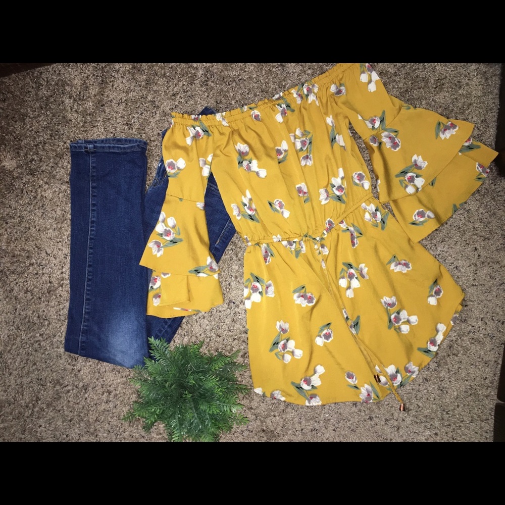 Off the shoulder floral shirt